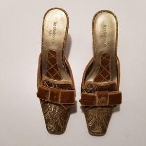 Liz Claiborne Gold Brocade Velvet Mules sz- 6